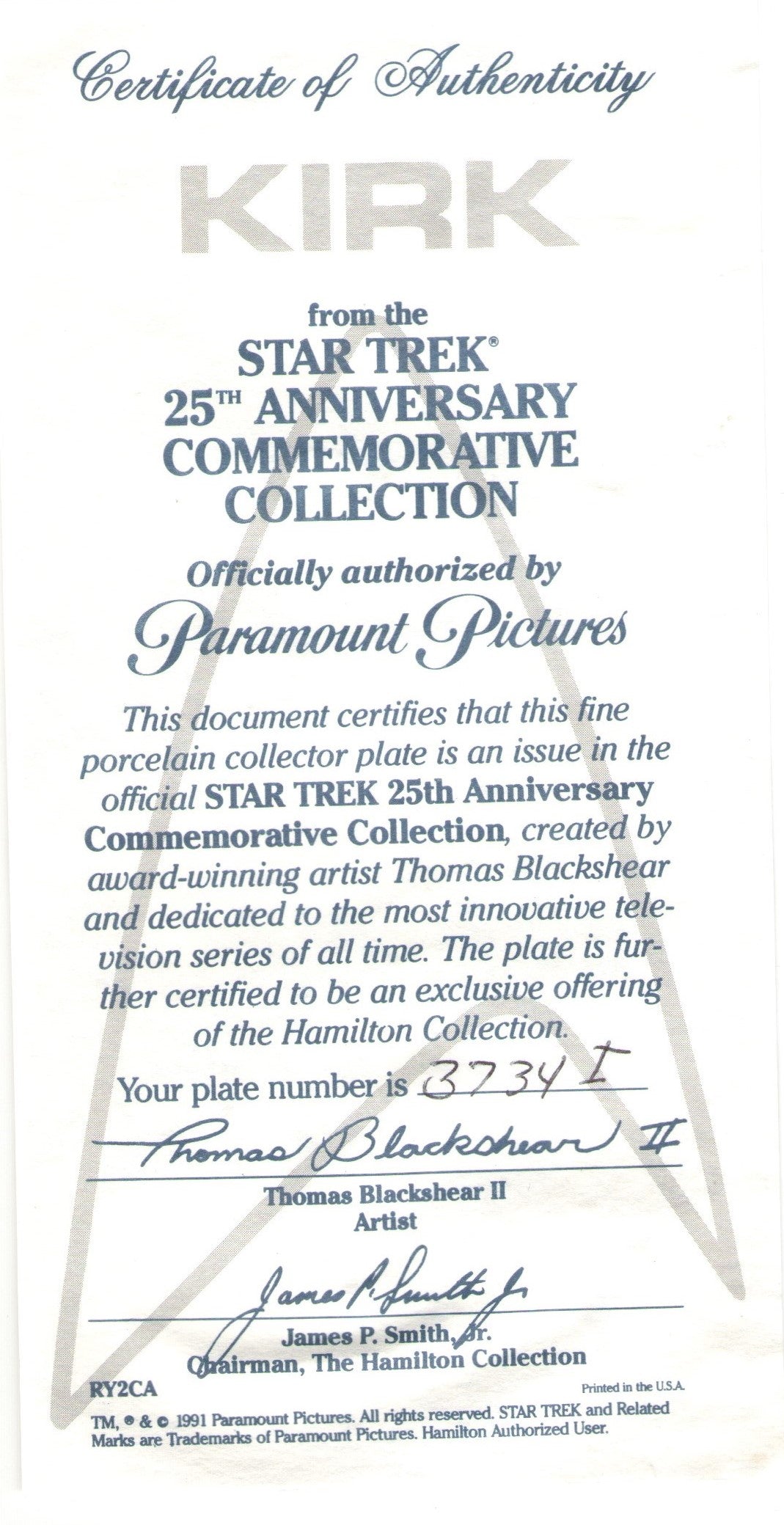 Star Trek 25th Anniversary Commemorative Plate
