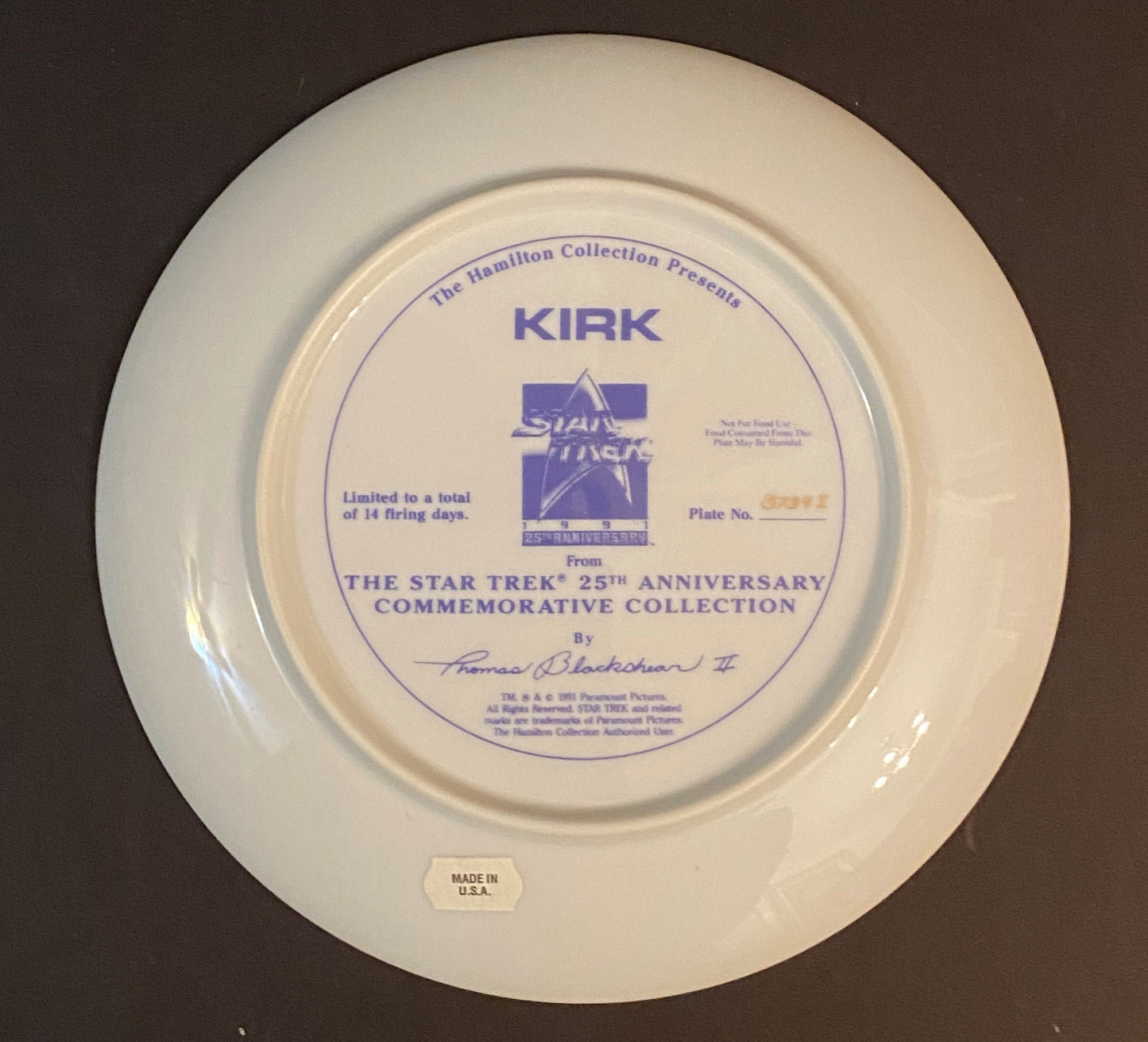 Star Trek 25th Anniversary Commemorative Plate
