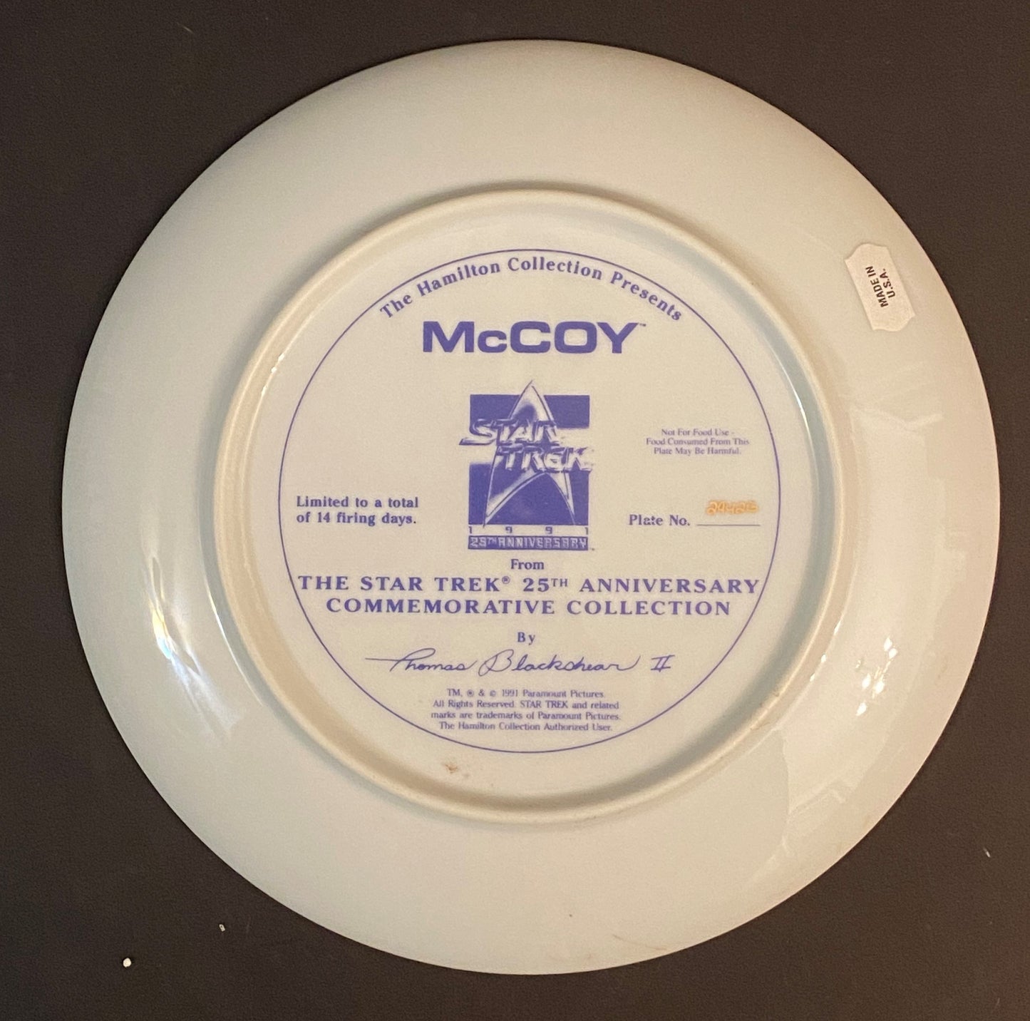Star Trek 25th Anniversary Commemorative Plate