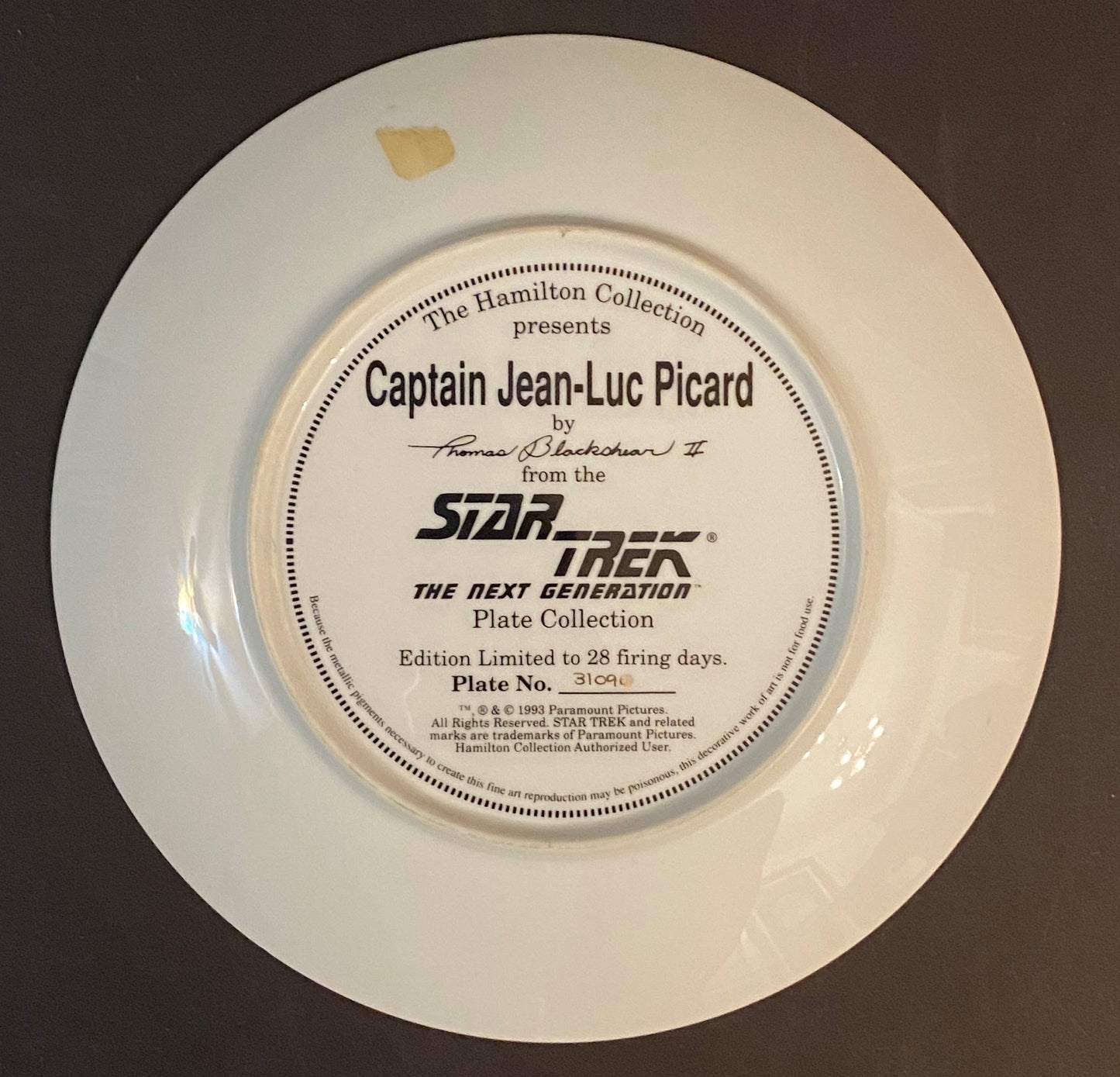Star Trek: The Next Generation 5th Anniversary Commemorative Plate