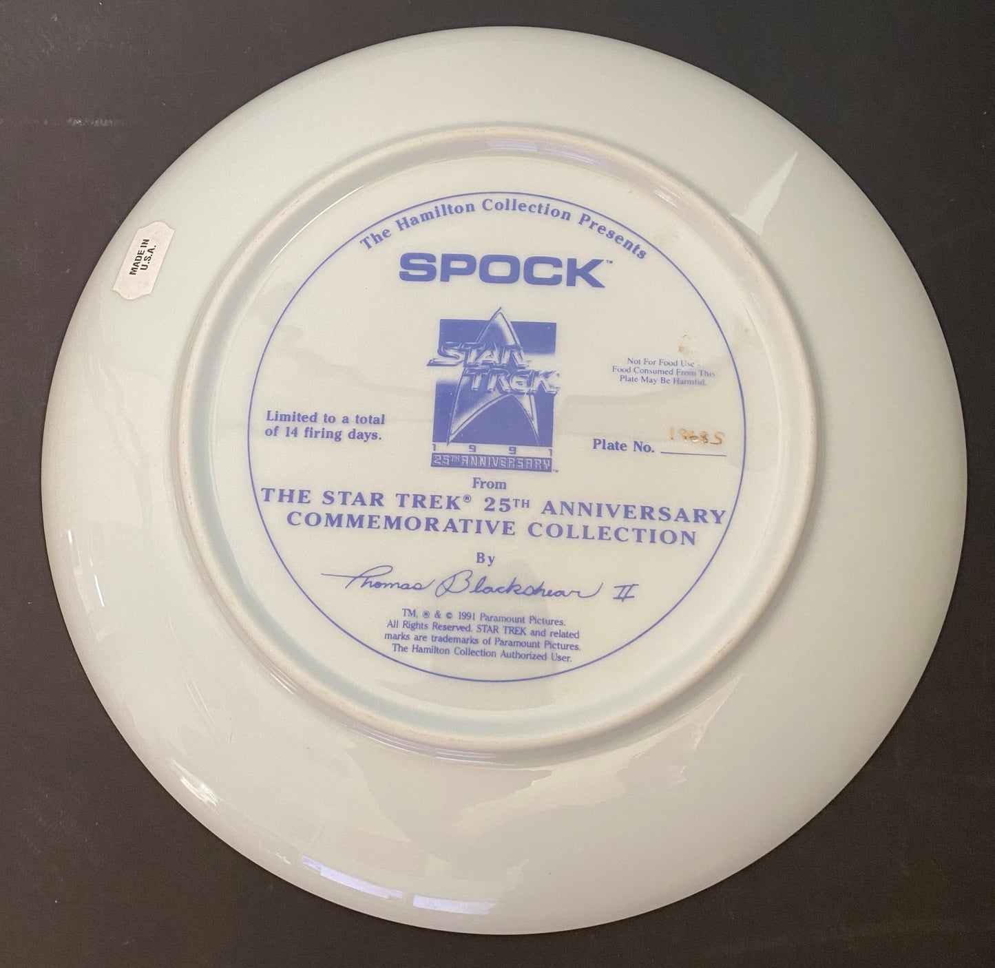 Star Trek 25th Anniversary Commemorative Plate