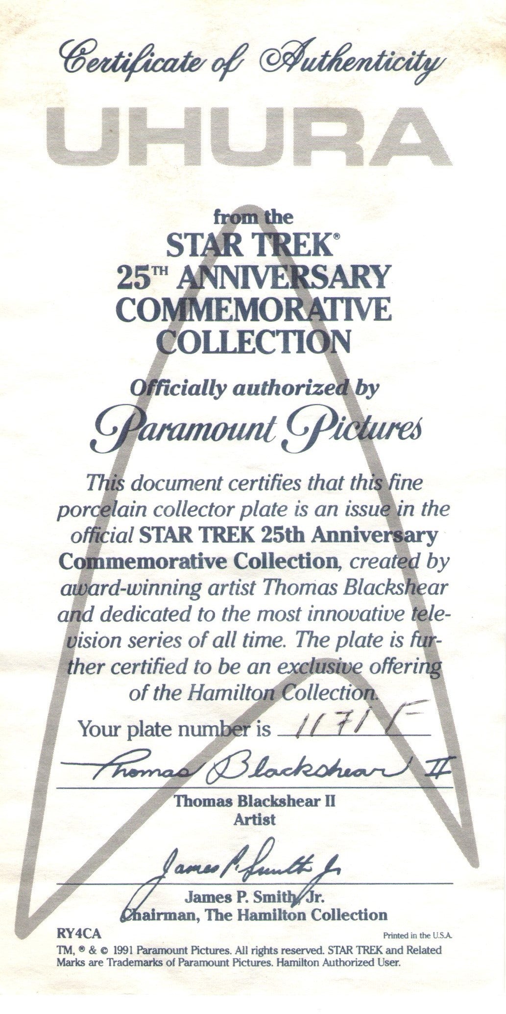 Star Trek 25th Anniversary Commemorative Plate