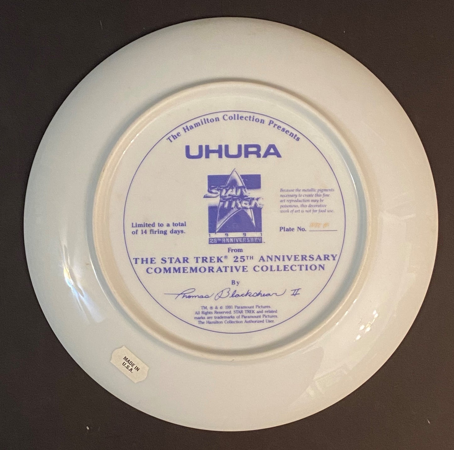 Star Trek 25th Anniversary Commemorative Plate