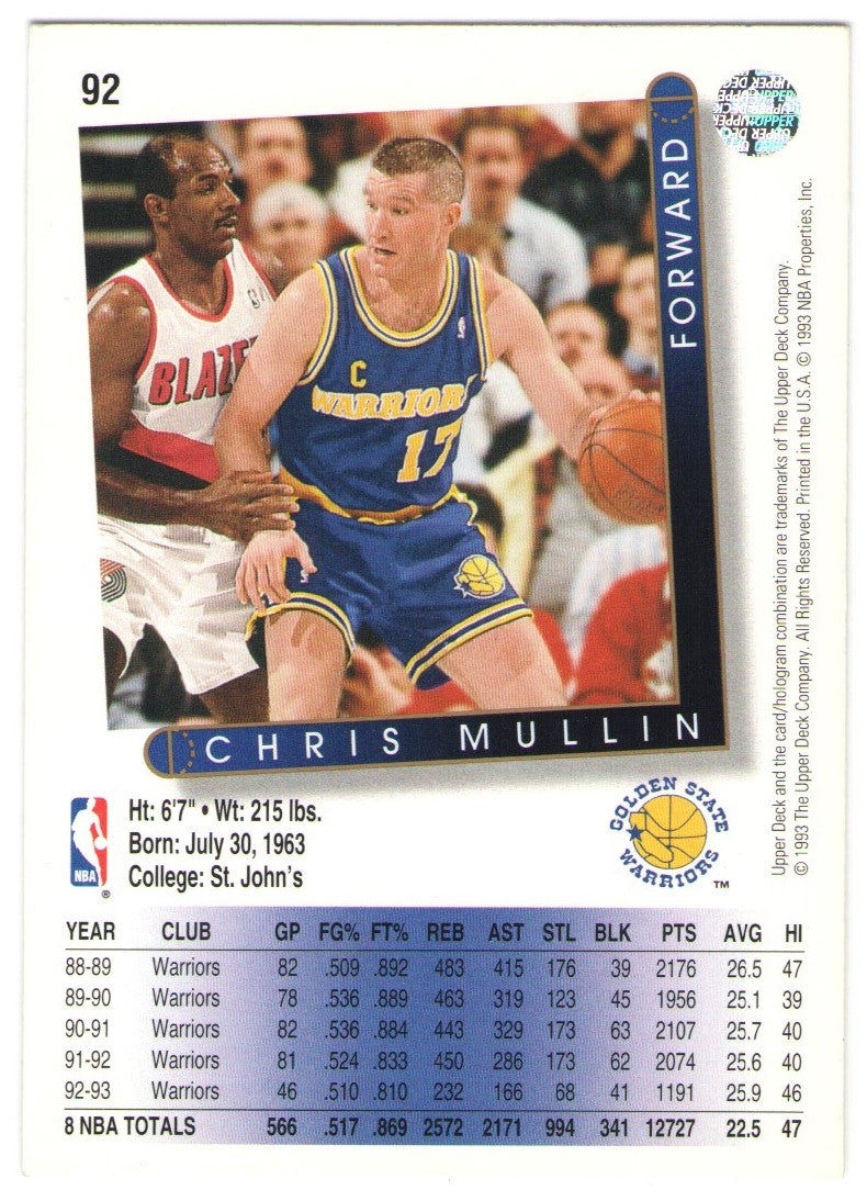 Upper Deck 1993 Chris Mullin (#92)