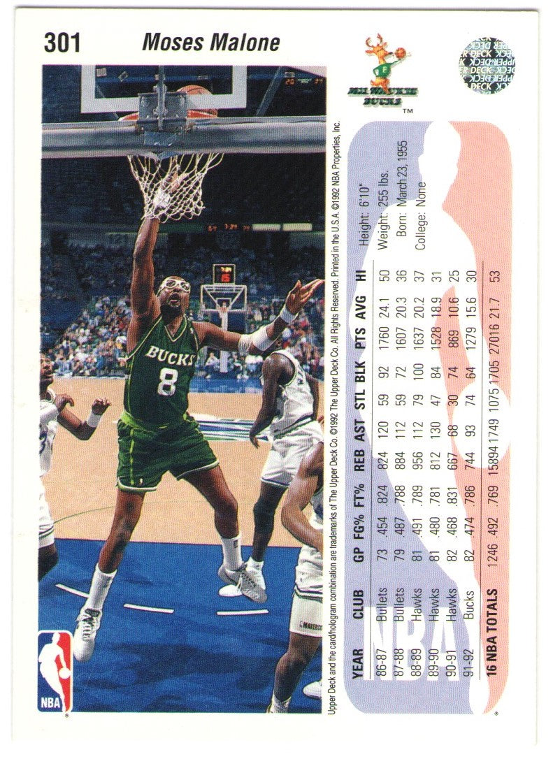 Upper Deck 1992 Moses Malone (#301)